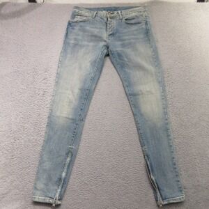 Mnml‎ Skinny Ankle Zip Jeans Mens 32 fits 34 Tall Inseam 36"  Denim Low Rise